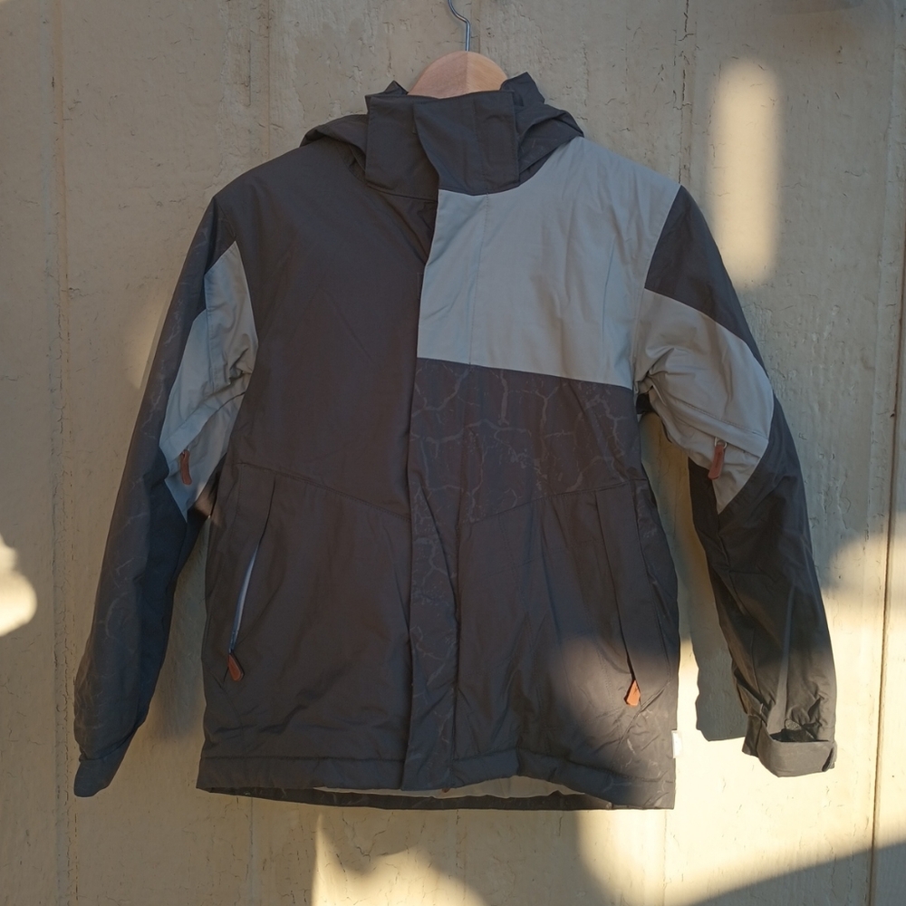 Columbia Convert winter ski snow jacket 10/12 boys youth Gray Removable Hood